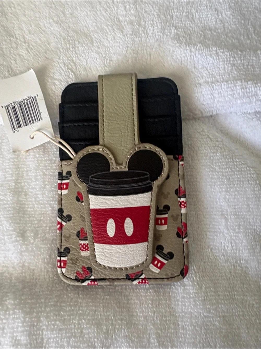 Loungefly Mickey Coffee Card Holder - Taupe, Red & Black